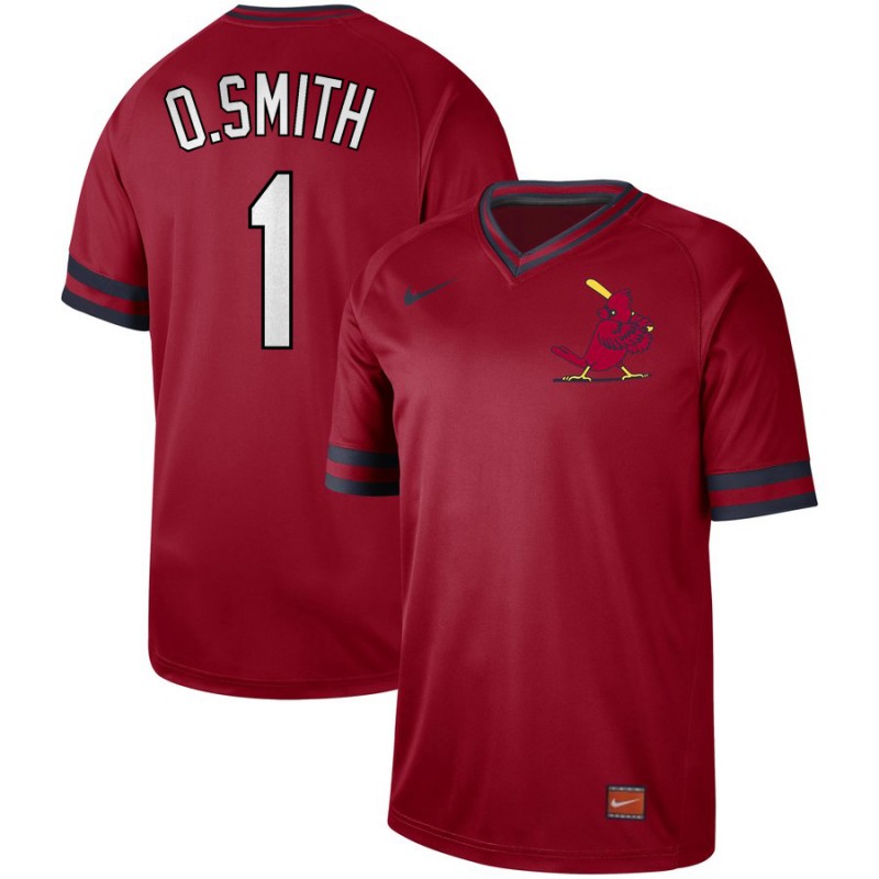 Men's St. Louis Cardinals #1 Ozzie Smith Red Cooperstown Collection Legend Stitched MLB Jersey